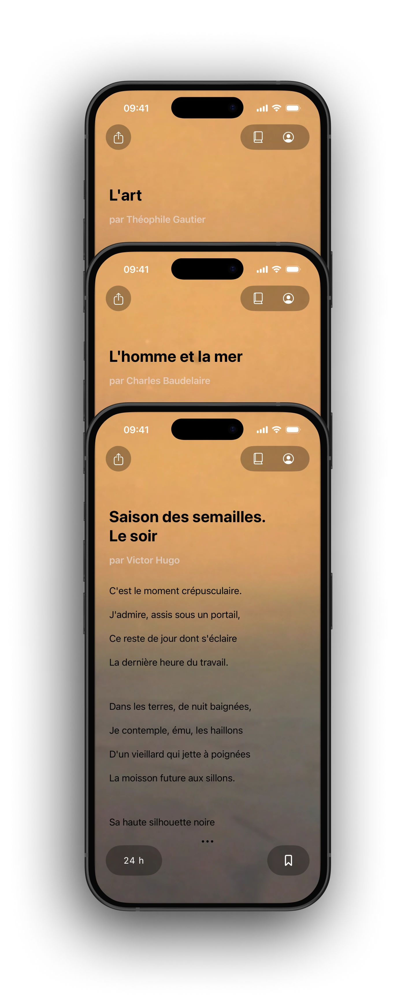 Capture d'écran des favoris